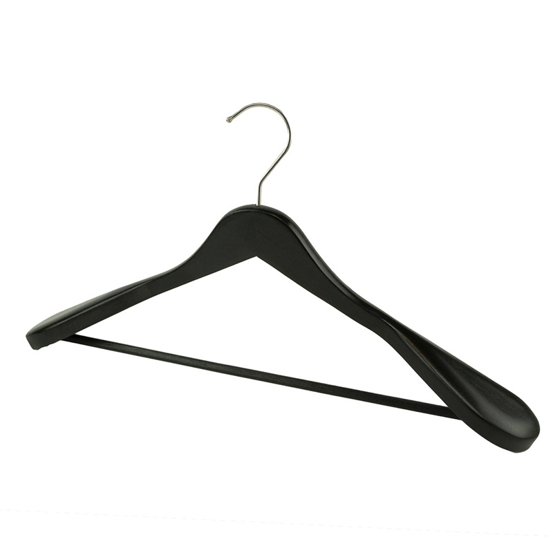 Черная деревянная вешалка для костюмов и верхней одежды (Арт. ABD) купить оптом в Плечики.biz
